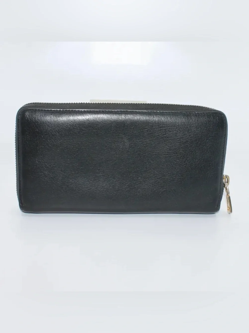 Saint Laurent Embossed Logo Black Leather Zip Wallet